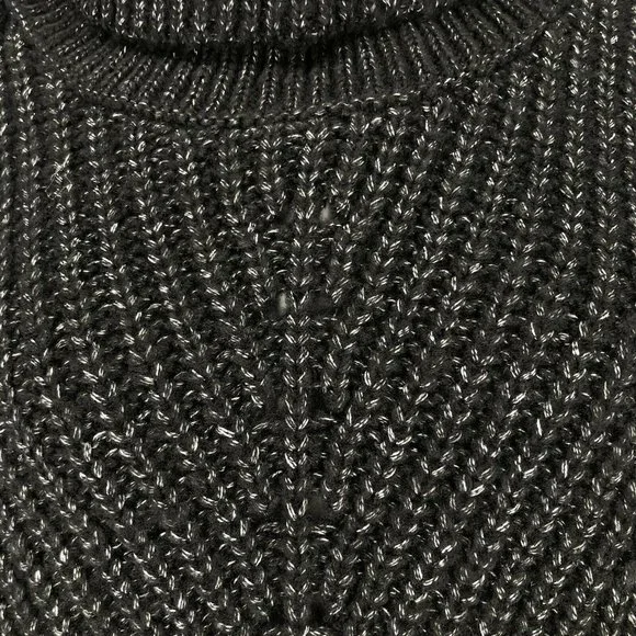 Time & Tru Womens Cowl Neck Sweater Black Heathered Longline Relaxed Fit Casual - Picture 3 of 12